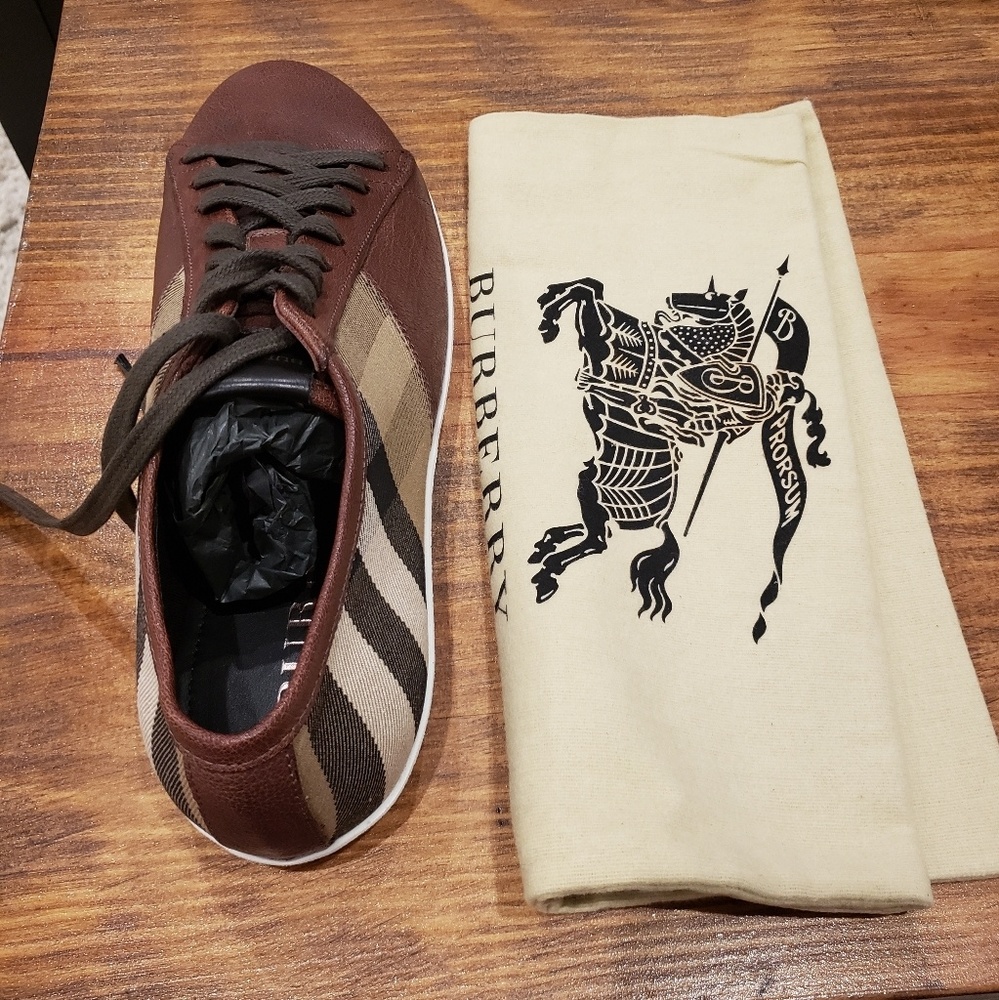 Burberry Leather and House Check Sneakers Men's 10